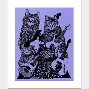 Guitar Cats Tie Dye Posters and Art